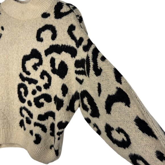 Topshop Leopard Print Bat Sleeve Pullover Sweater Beige/Black - Picture 4 of 7